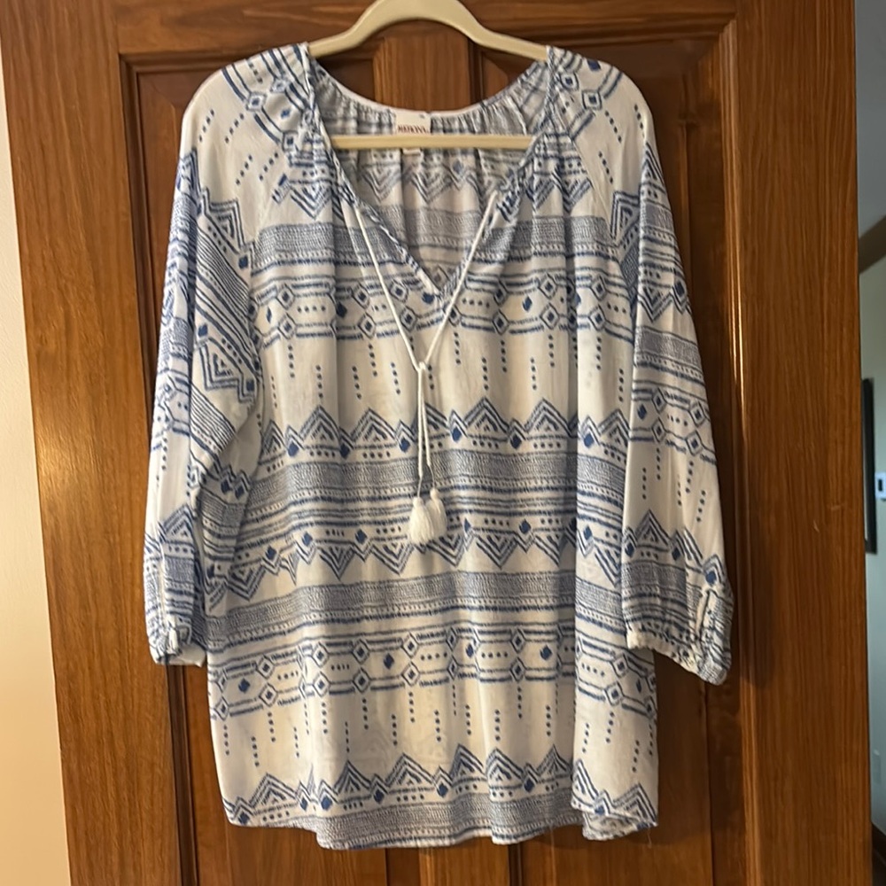 Blue Patterned Women's Top